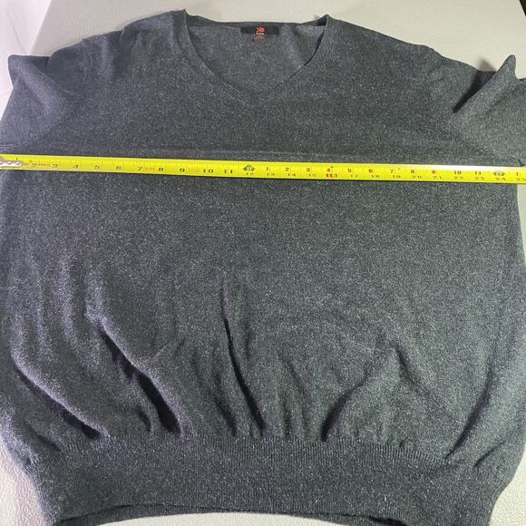 EGARA Sweater Cashmere Cotton Blend V-Neck Long Sleeve Lightweight Mens XXL Gray - Picture 5 of 7
